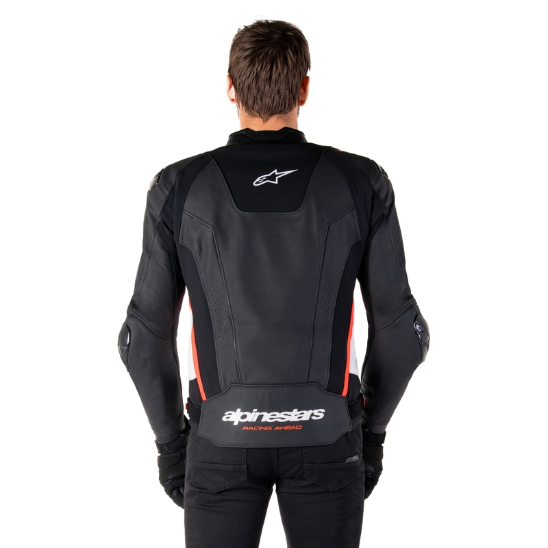 Alpinestars Missile 3 Black-White-Fluo Red odinė motociklininko striukė