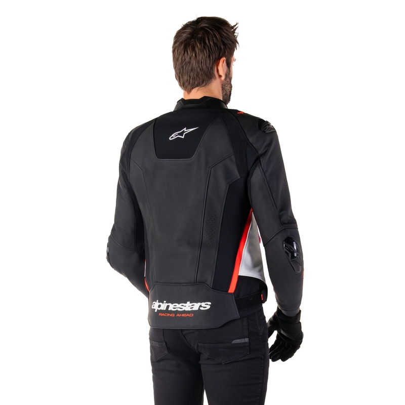 Alpinestars Missile 3 Black-White-Fluo Red odinė motociklininko striukė