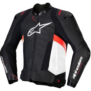 Alpinestars Missile 3 Black-White-Fluo Red odinė motociklininko striukė