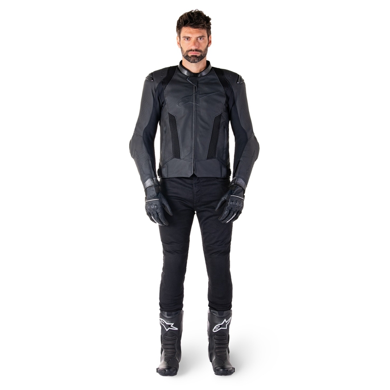 "Alpinestars Missile 3 Airflow" juoda odinė motociklininko striukė