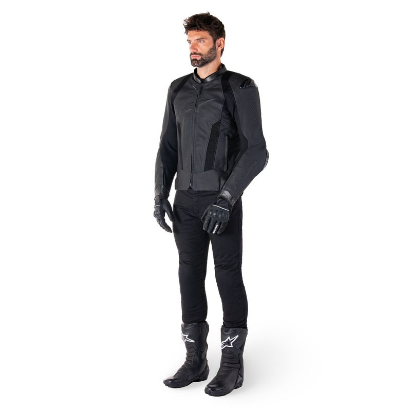 "Alpinestars Missile 3 Airflow" juoda odinė motociklininko striukė