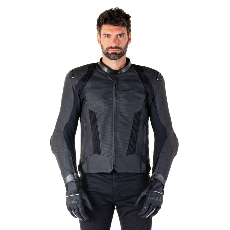 "Alpinestars Missile 3 Airflow" juoda odinė motociklininko striukė