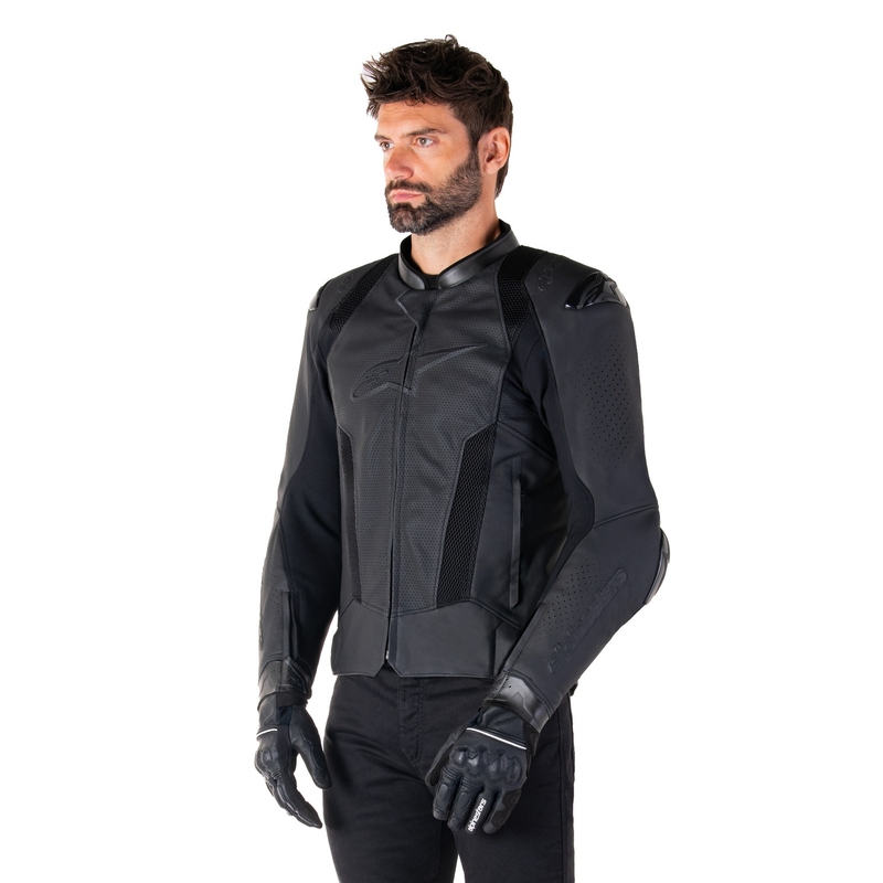 "Alpinestars Missile 3 Airflow" juoda odinė motociklininko striukė