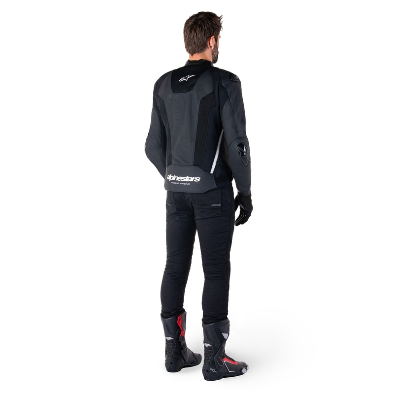 "Alpinestars Missile 3 Airflow" juodai balta odinė motociklininko striukė