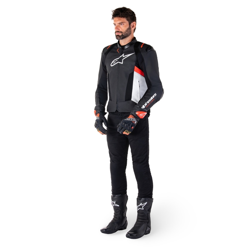 Alpinestars Missile 3 Airflow Black-White-Fluo Red odinė motociklininko striukė