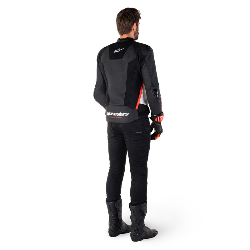 Alpinestars Missile 3 Airflow Black-White-Fluo Red odinė motociklininko striukė