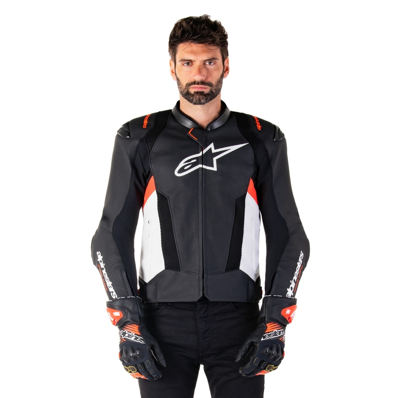 Alpinestars Missile 3 Airflow Black-White-Fluo Red odinė motociklininko striukė