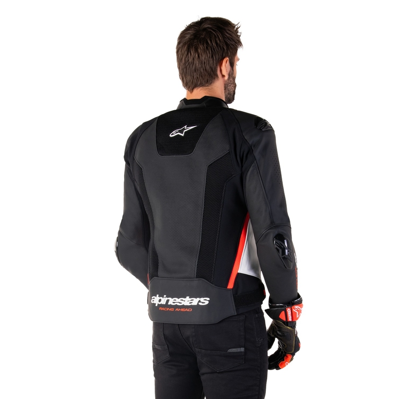 Alpinestars Missile 3 Airflow Black-White-Fluo Red odinė motociklininko striukė