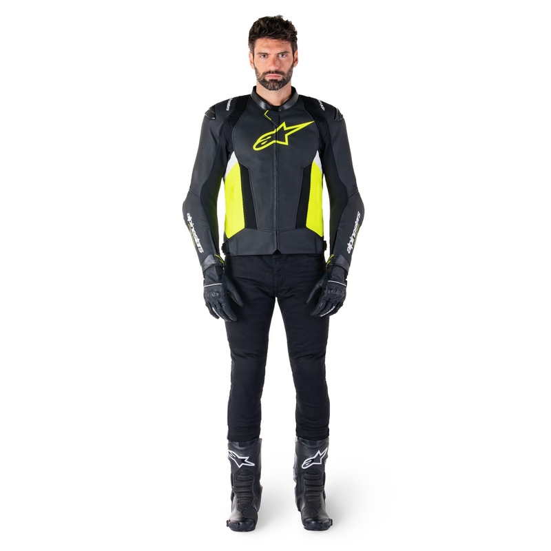 Alpinestars Missile 3 Airflow Black-Fluo Yellow-White odinė motociklininko striukė