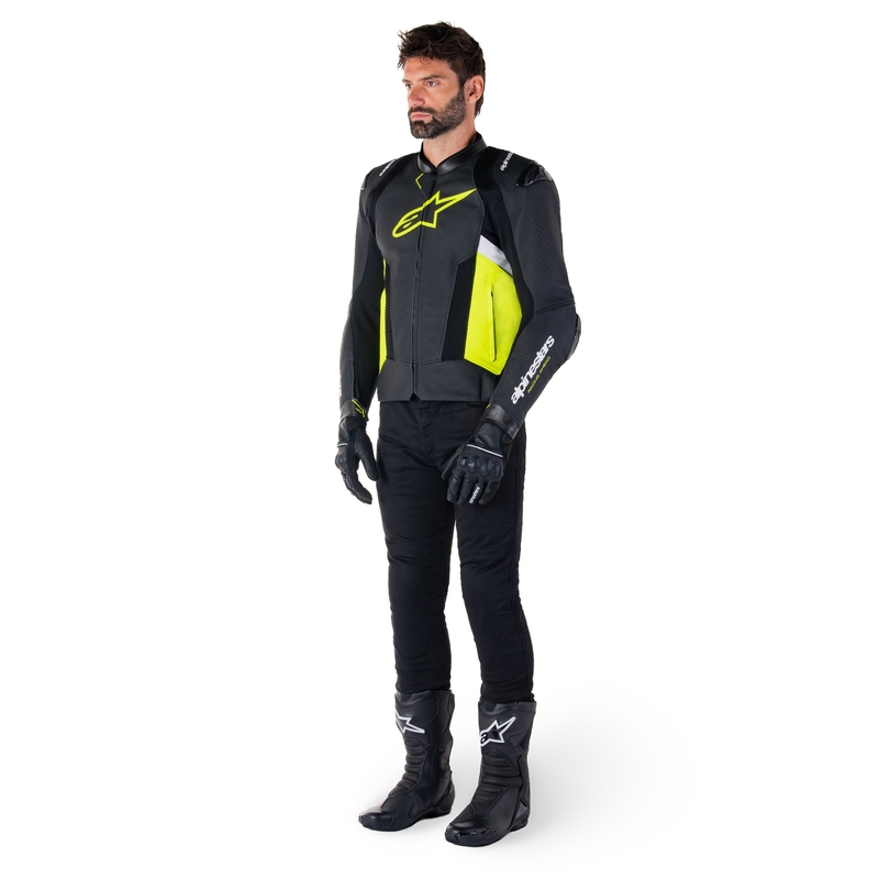 Alpinestars Missile 3 Airflow Black-Fluo Yellow-White odinė motociklininko striukė