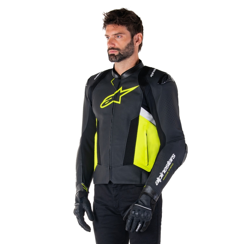 Alpinestars Missile 3 Airflow Black-Fluo Yellow-White odinė motociklininko striukė