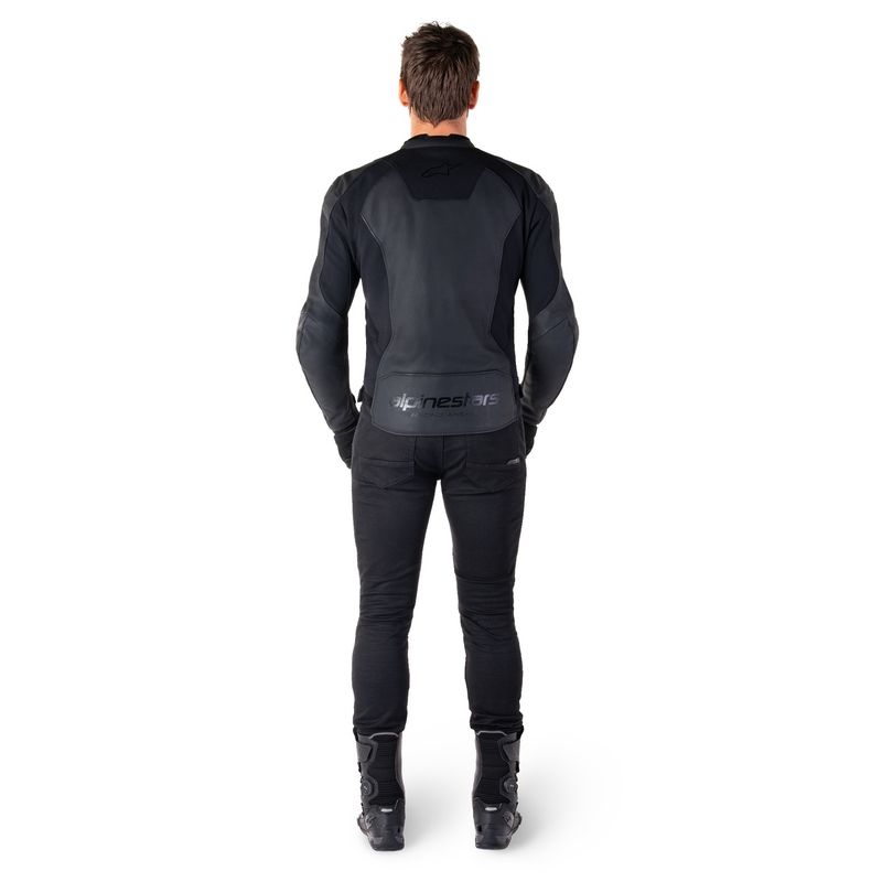 "Alpinestars Faster 3" juoda odinė motociklo striukė