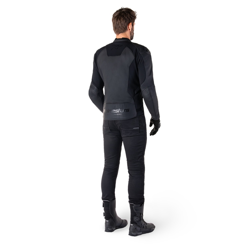 "Alpinestars Faster 3" juoda odinė motociklo striukė