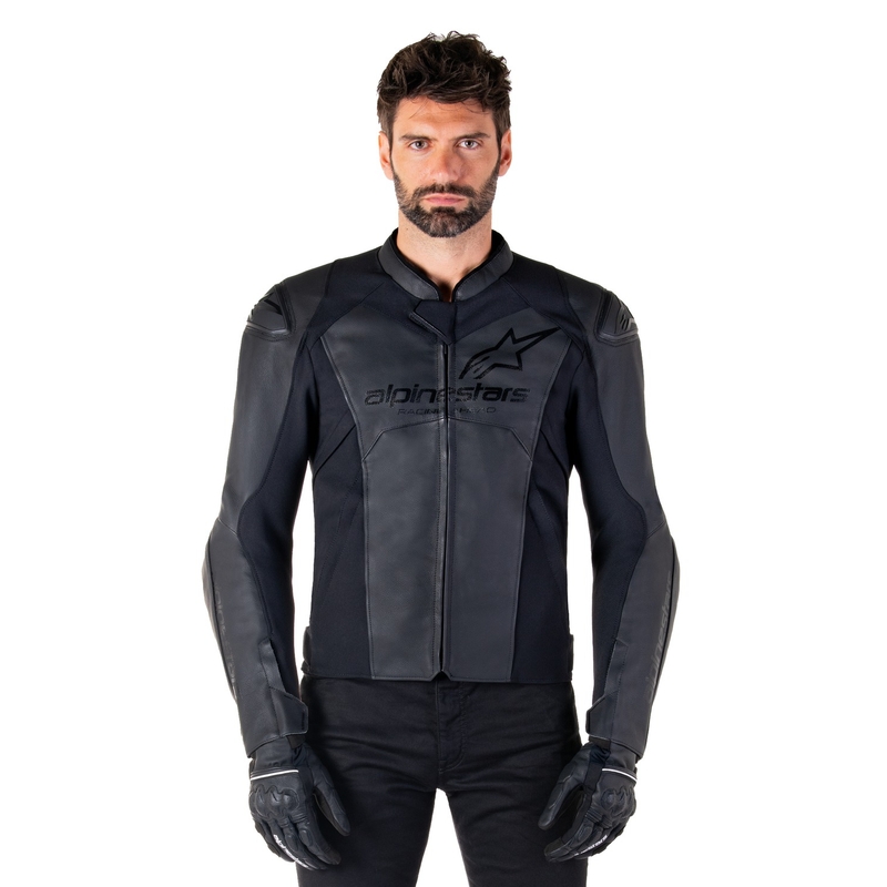 "Alpinestars Faster 3" juoda odinė motociklo striukė