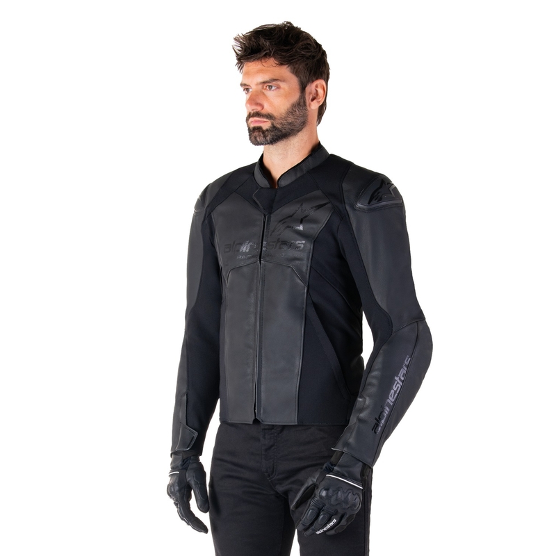 "Alpinestars Faster 3" juoda odinė motociklo striukė