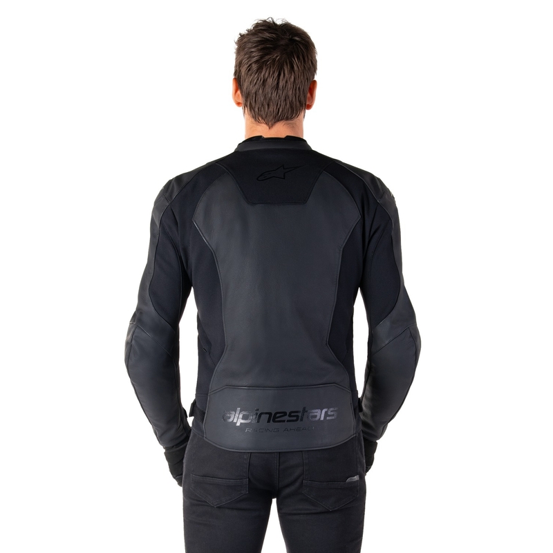 "Alpinestars Faster 3" juoda odinė motociklo striukė
