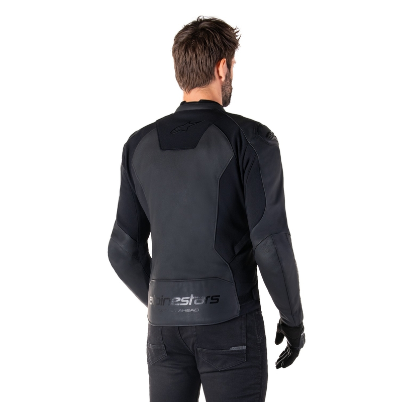 "Alpinestars Faster 3" juoda odinė motociklo striukė