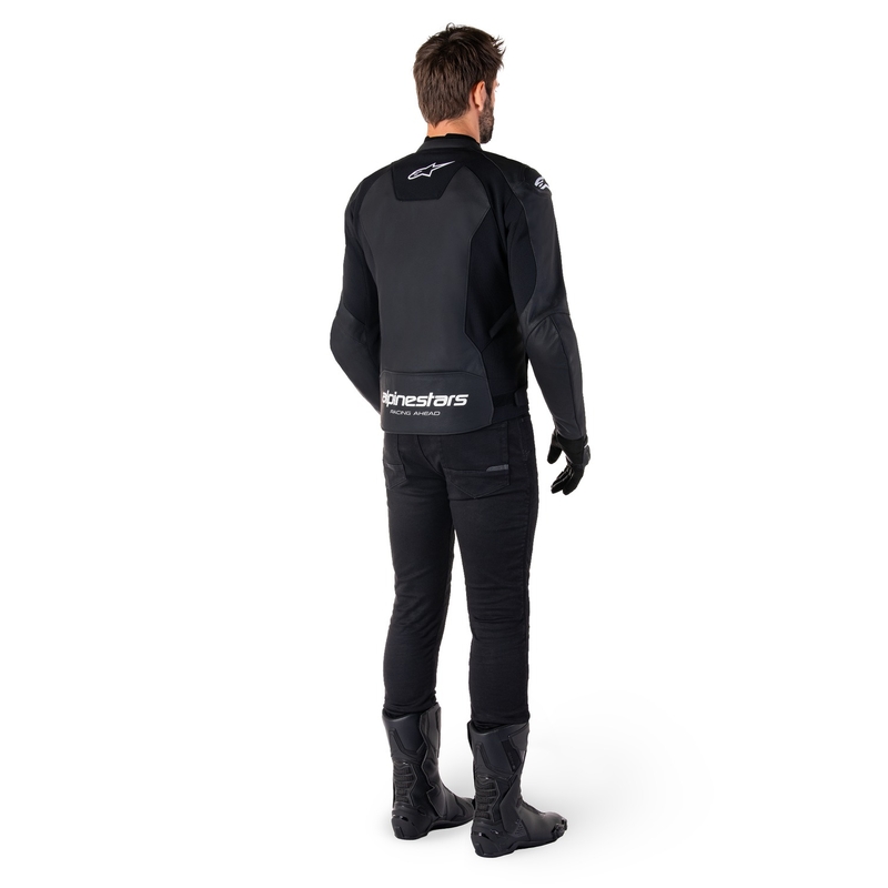 Alpinestars Faster 3 juodai balta odinė motociklo striukė