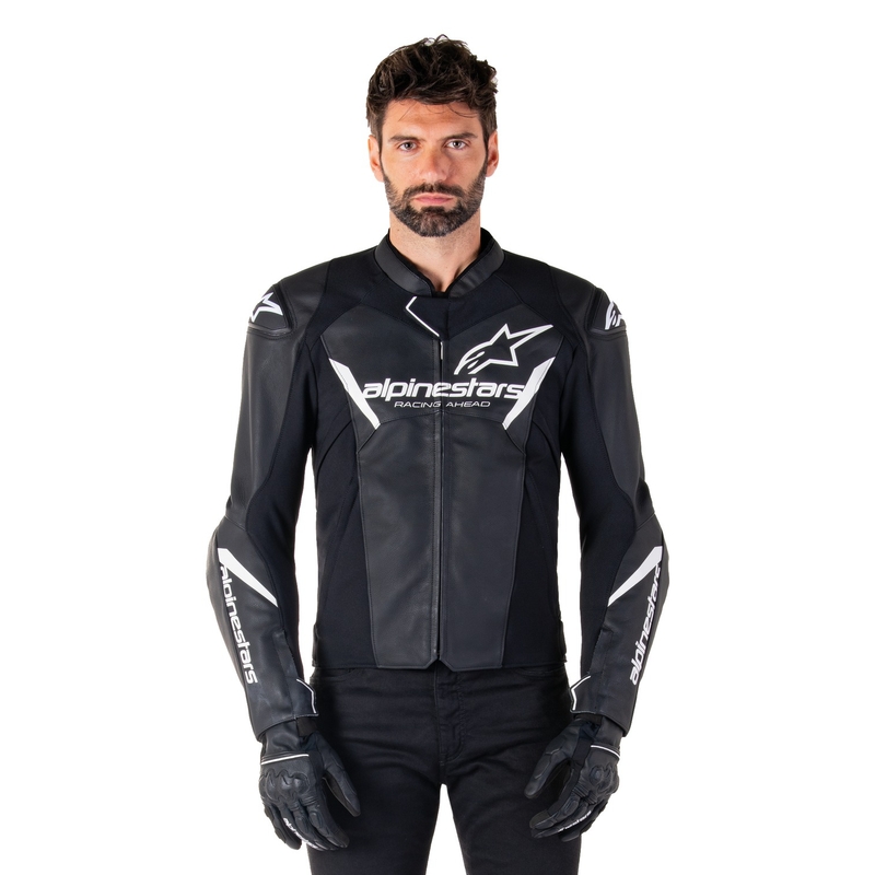 Alpinestars Faster 3 juodai balta odinė motociklo striukė