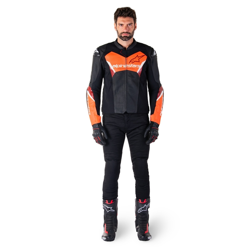 Alpinestars Faster 3 Airflow Black-Fluo Red odinė motociklininko striukė