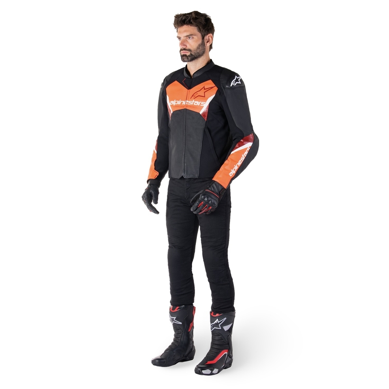 Alpinestars Faster 3 Airflow Black-Fluo Red odinė motociklininko striukė