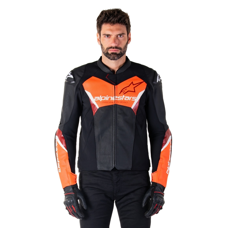 Alpinestars Faster 3 Airflow Black-Fluo Red odinė motociklininko striukė