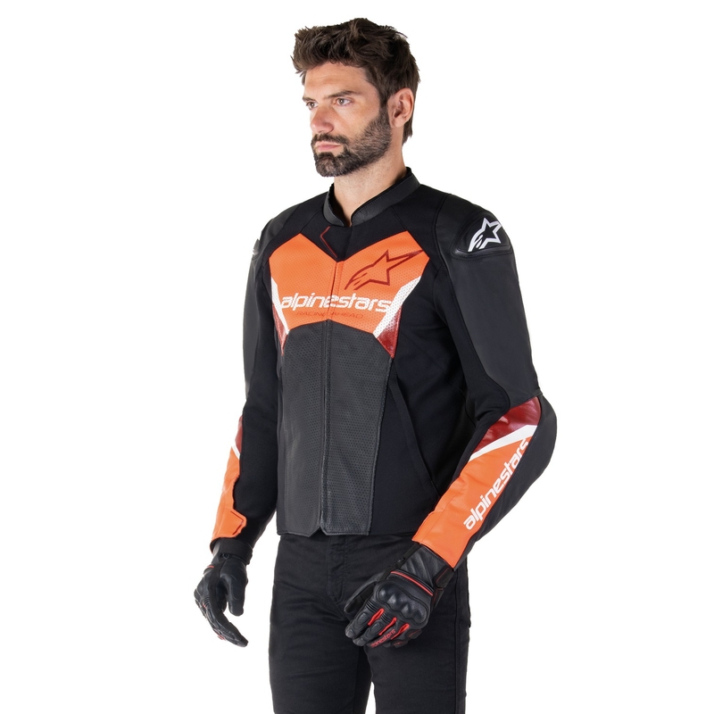 Alpinestars Faster 3 Airflow Black-Fluo Red odinė motociklininko striukė