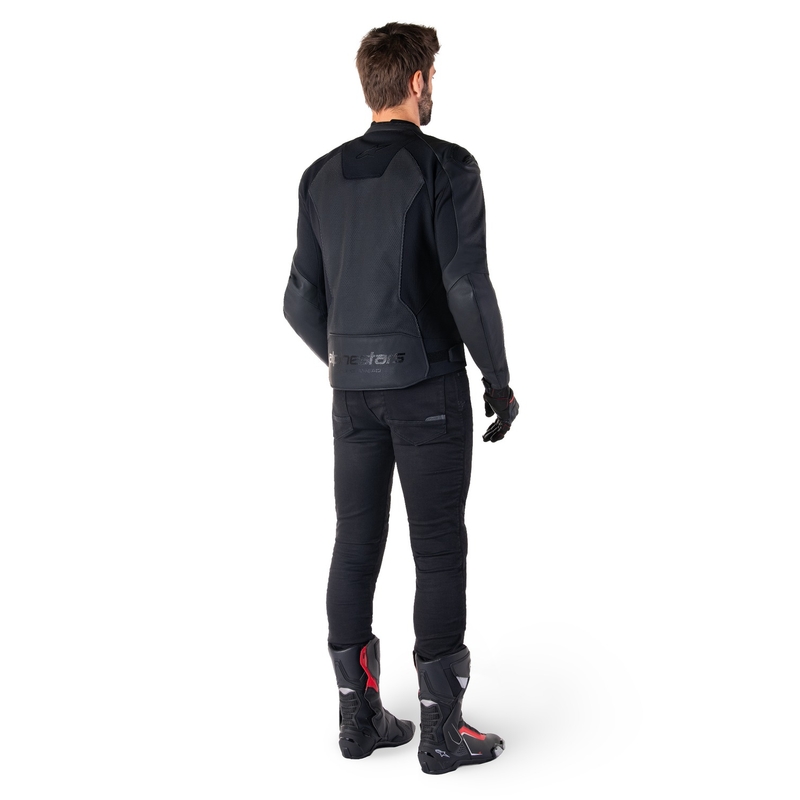 "Alpinestars Faster 3 Airflow" juoda odinė motociklininko striukė