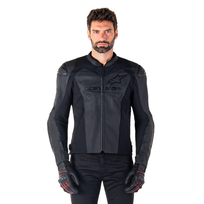 "Alpinestars Faster 3 Airflow" juoda odinė motociklininko striukė
