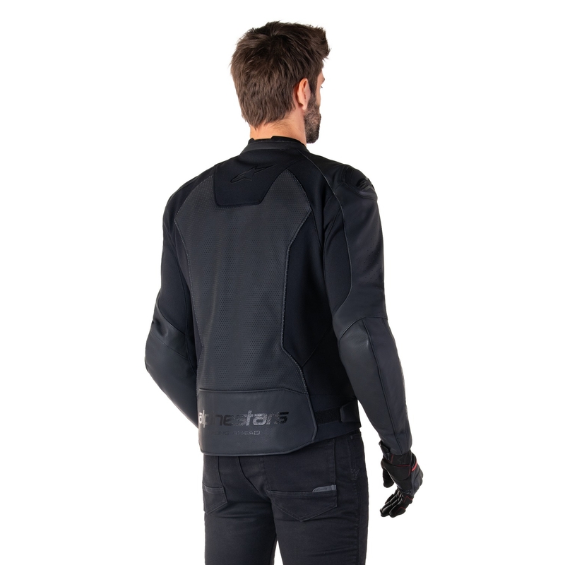 "Alpinestars Faster 3 Airflow" juoda odinė motociklininko striukė