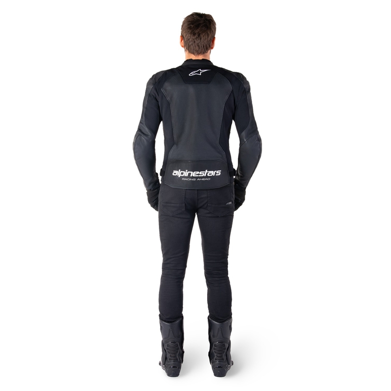 "Alpinestars Faster 3 Airflow" juodai balta odinė motociklininko striukė