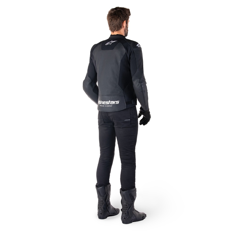 "Alpinestars Faster 3 Airflow" juodai balta odinė motociklininko striukė