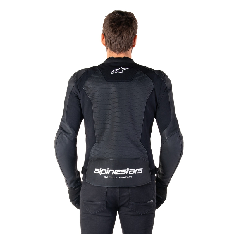 "Alpinestars Faster 3 Airflow" juodai balta odinė motociklininko striukė