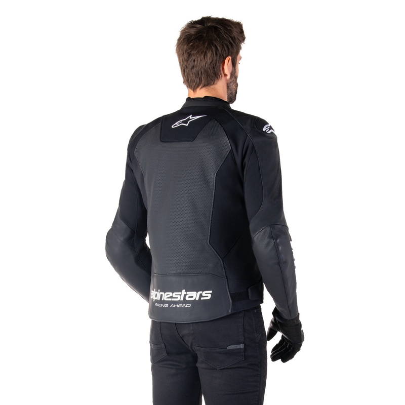 "Alpinestars Faster 3 Airflow" juodai balta odinė motociklininko striukė