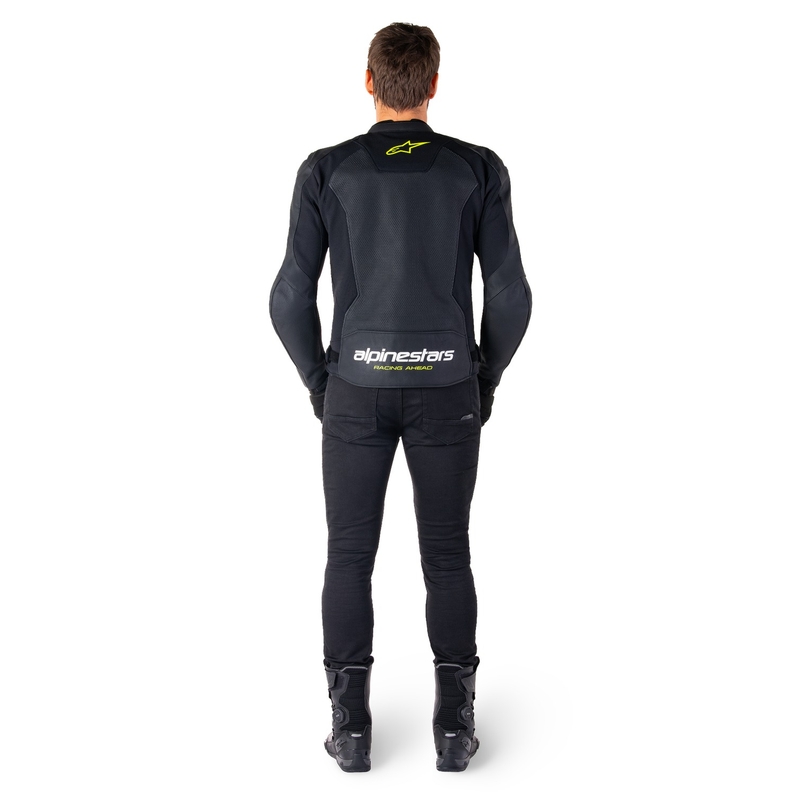 Alpinestars Faster 3 Airflow Black-White-Fluo Yellow odinė motociklininko striukė