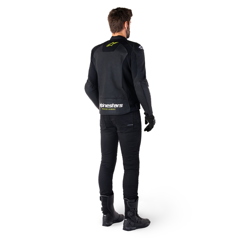 Alpinestars Faster 3 Airflow Black-White-Fluo Yellow odinė motociklininko striukė
