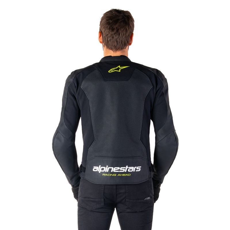Alpinestars Faster 3 Airflow Black-White-Fluo Yellow odinė motociklininko striukė
