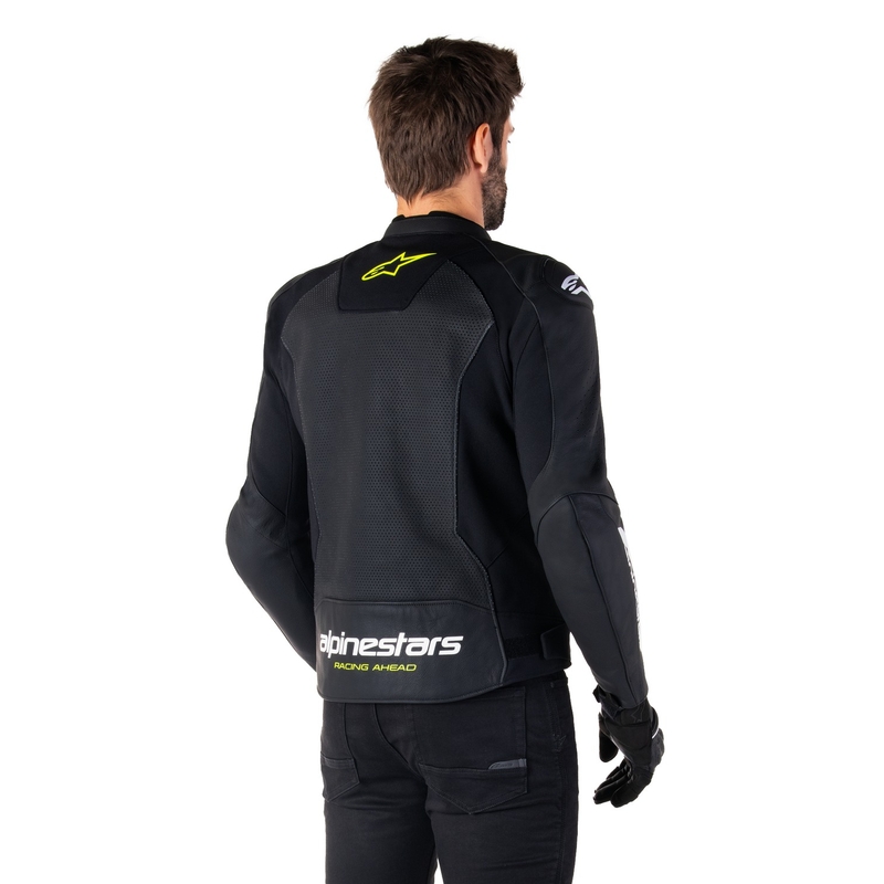 Alpinestars Faster 3 Airflow Black-White-Fluo Yellow odinė motociklininko striukė