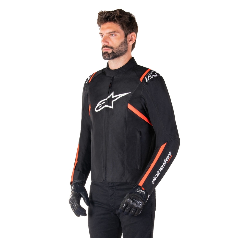 Alpinestars T-SPS 2 neperšlampama juoda-balta-fluo raudona motociklininko striukė