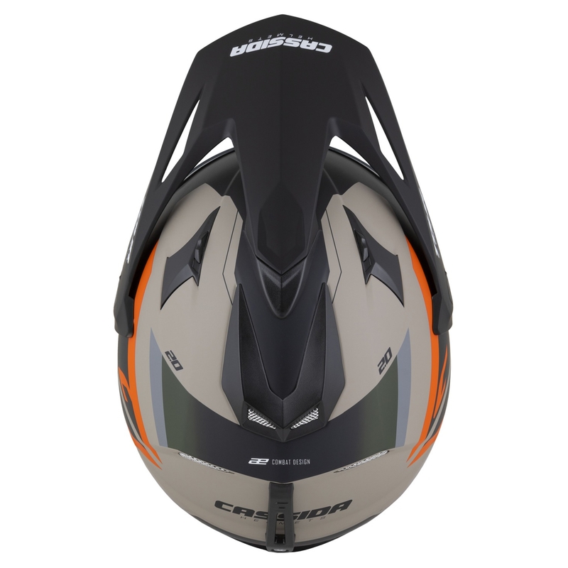 Enduro šalmas Cassida Tour 2.0 X-tra matinis smėlio-oranžo-žalios-juodos spalvos