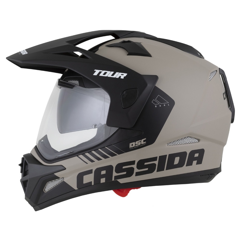 Enduro šalmas Cassida Tour 2.0 Dual matinis smėlio juodos spalvos