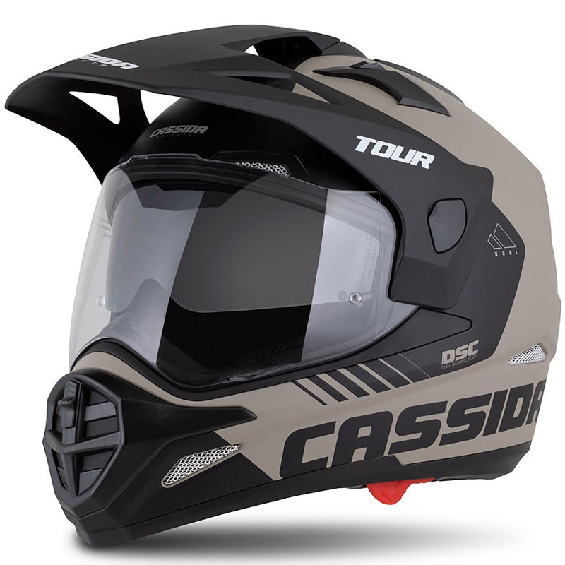Enduro šalmas Cassida Tour 2.0 Dual matinis smėlio juodos spalvos