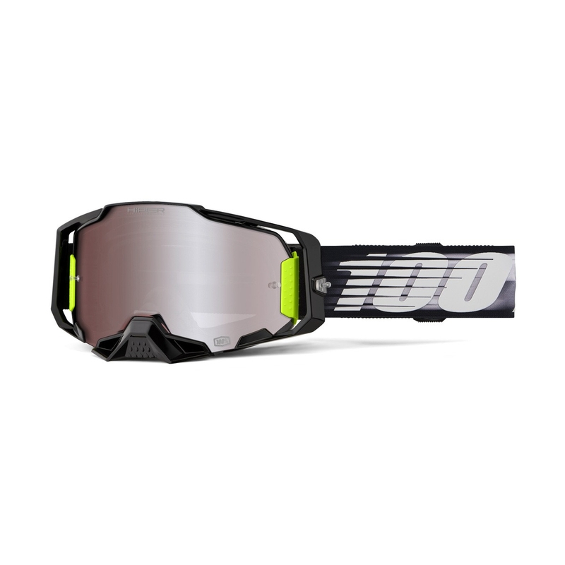 Motokroso akiniai 100% ARMEGA Lightspeed su sidabriniu HIPER plexi