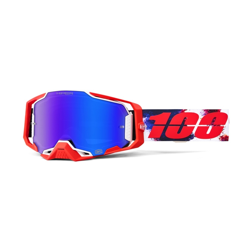 Motokroso akiniai 100% ARMEGA Morpho su mėlynu HIPER plexi