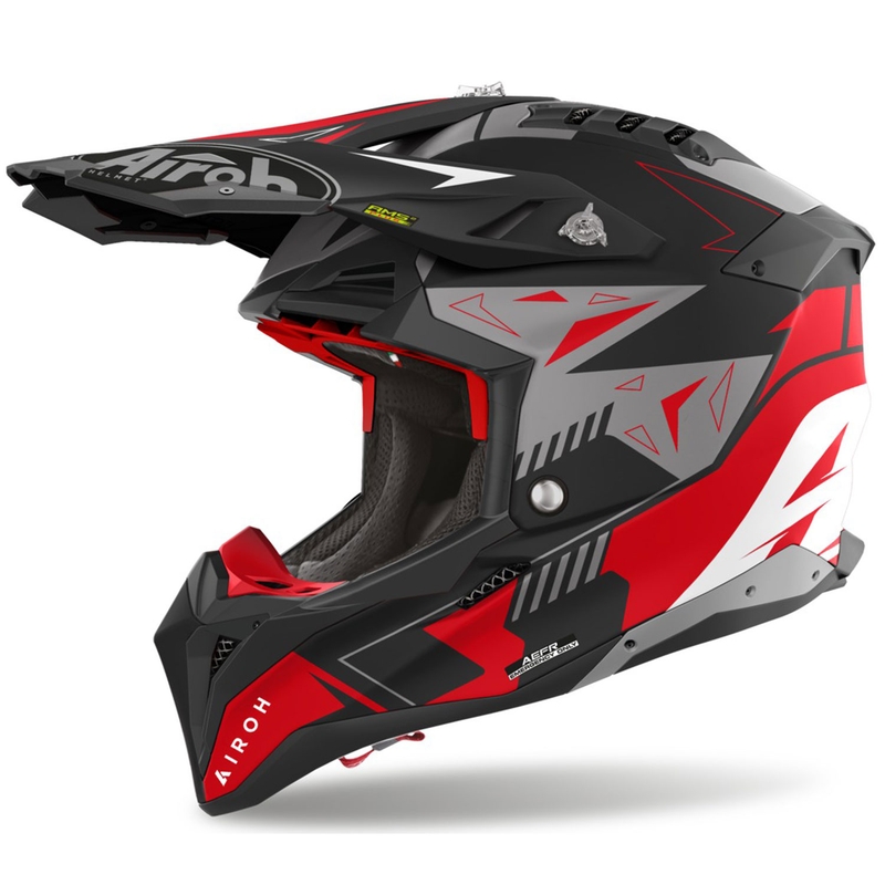 Motokroso šalmas Airoh Aviator 3 Spin raudonas matinis