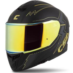 "Cassida Integral GT 2.1 Flash" juodai aukso ir pilkos spalvos motociklininko šalmas