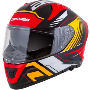 "Cassida Aero Drome" perlamutrinis juodas-oranžinis-raudonas-baltas integralus motociklininko šalmas