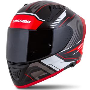 "Cassida Aero Drome" juodas-raudonas-baltas-pilkas integralus motociklininko šalmas