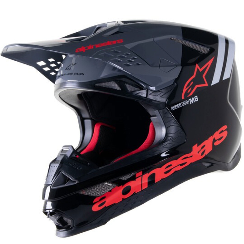 Motokrosová helma Alpinestars Supertech S-M8 Radium 2 černo-šedo-červená