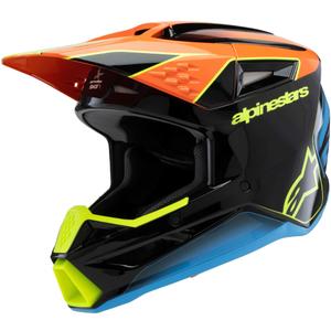 Vaikiškas motokroso šalmas Alpinestars S-M3 FRAY juodas-fluo oranžinis-fluo geltonas-turkio spalvos